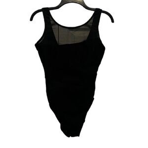 Miraclesuit 1 piece bathing suit flattering stretchy mesh inserts classic black